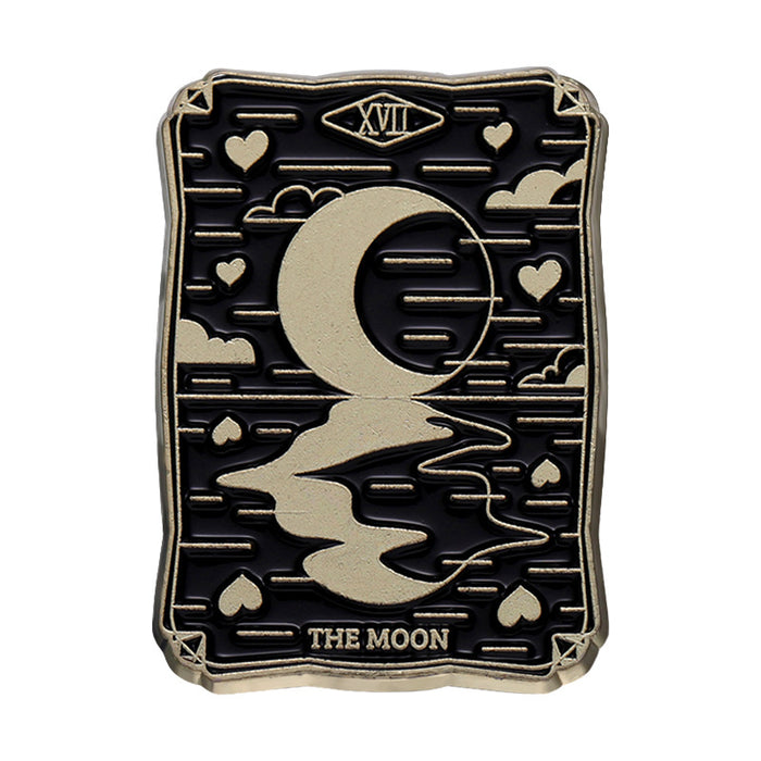 Wholesale Retro Creative Tarot Card Metal Brooch Cartoon Geometric Sun and Moon Emblem JDC-BC-BL005