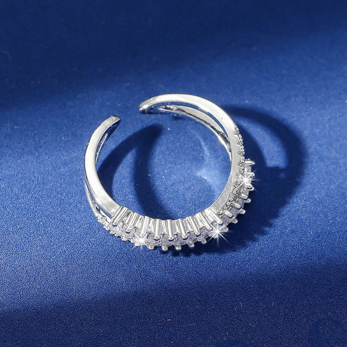 Wholesale Women's niche ring design, light luxury cross diamond zircon open ring, versatile ring