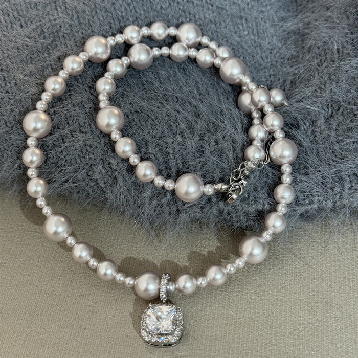 Wholesale   Diamond  Pearl Necklace Neck Chain Woolen Chain Elegant Clavicle Chain for Women