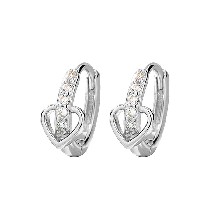 Wholesale Zircon heart-shaped ear buckle with diamond earrings, small and exquisite hollow heart earrings