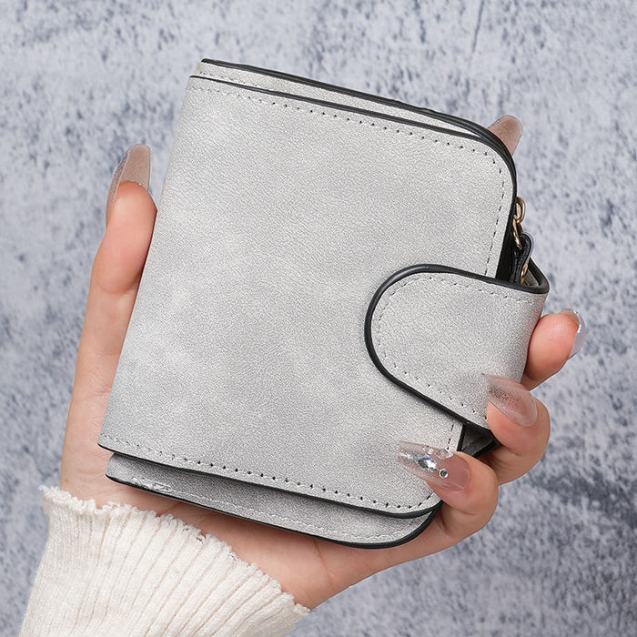 Wholesale Women' s Solid Color Urban Simple Short Wallet with Multiple Card Slots Everyday Wallet Gift