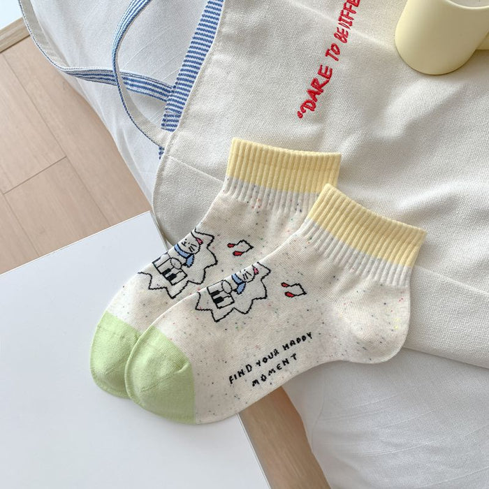 Wholesale Colorful polka dot cute short tube cotton boat socks cute cartoon boneless