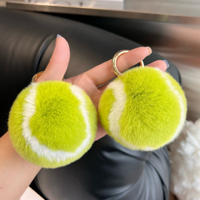 Wholesale Imitation Otter Rabbit Fur Tennis Ball Car Keychain Pendant Plush Ball Book Bag Pendant
