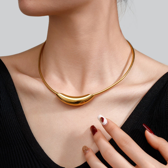 Wholesale 2pcs Heart-shaped choker hollow round snake chain magnetic opening stainless steel necklace
