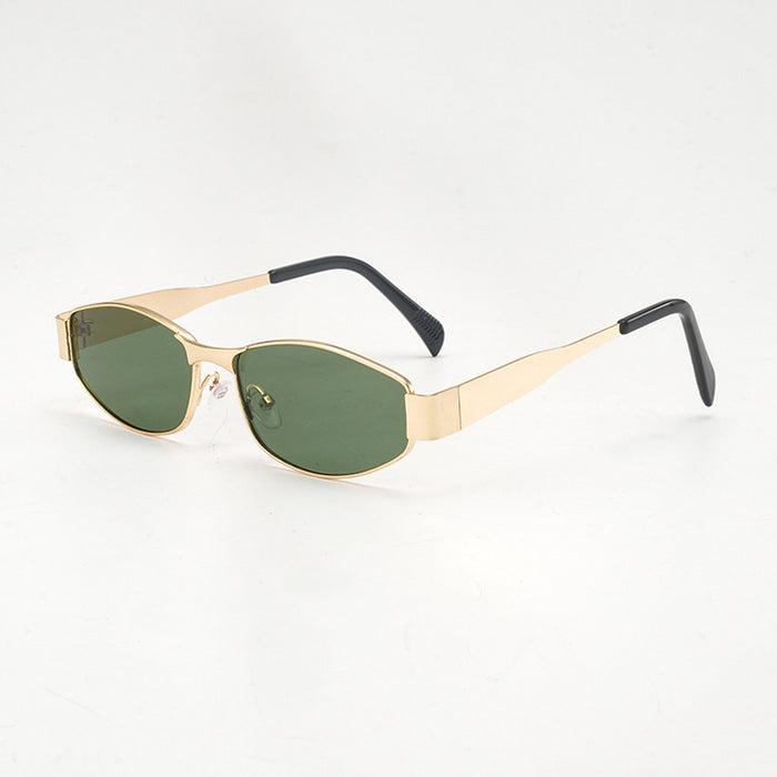Wholesale New retro fashion oval frame sunglasses, personalized metal street photography, UV resistant sunglasses