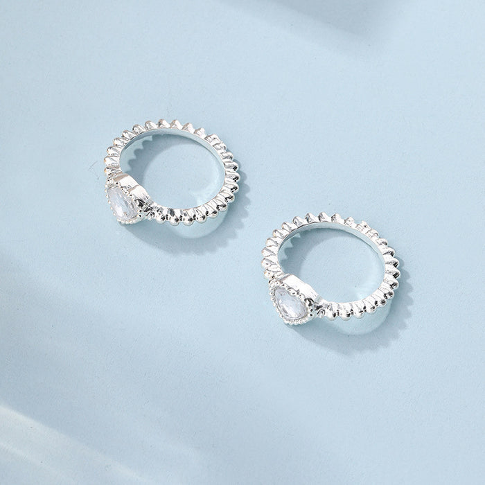 Wholesale Jewelry Simple Alloy Love Ring Set Fashionable and Versatile Diamond studded Water Diamond Ring