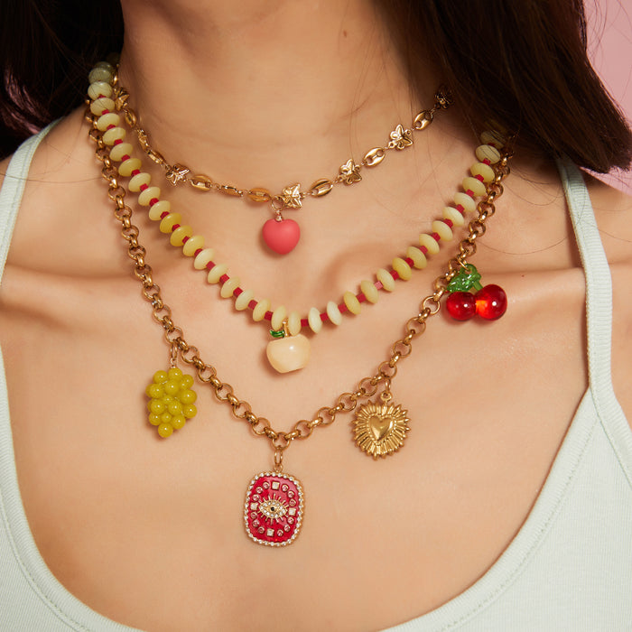 Wholesale New fashion trend titanium steel necklace with pendant, personalized temperament, fruit necklace, color preservation wholesale