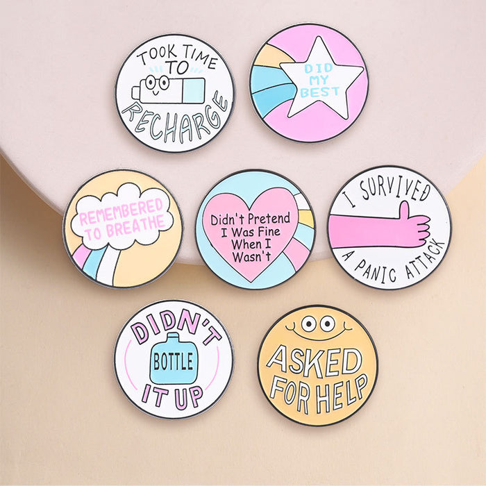 Wholesale Macaron Color Inspirational English Letter Enamel Brooch For Backpack Jewelry Accessory Party Gift Resale