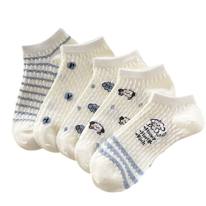 Wholesale Short socks with hollow out and breathable thin design, ultra-thin, cute, cartoon and versatile
