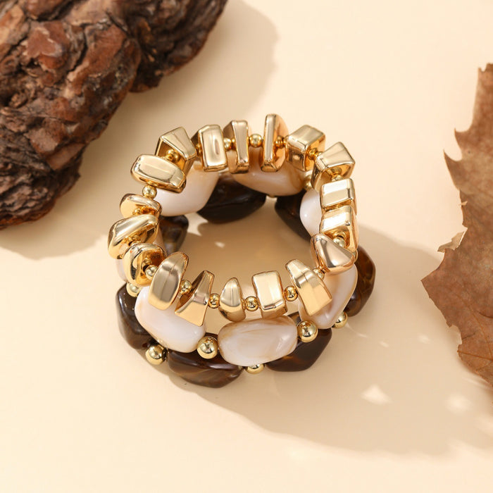 Wholesale Resin Retro Color-Contrast Beaded Bracelet Handmade Woven Stackable Jewelry Accessory MOQ≥2
