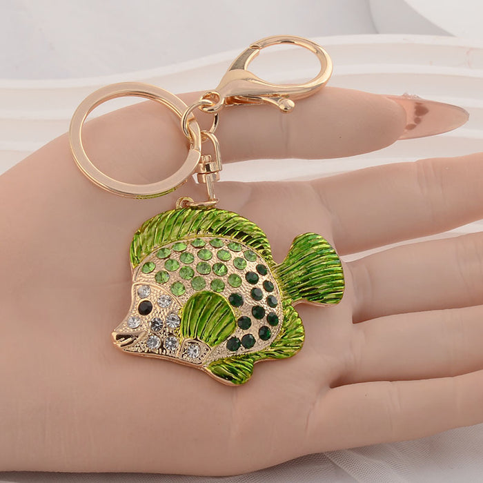 Wholesale Creative diamond studded keychain metal bag accessories key pendant event cartoon gift