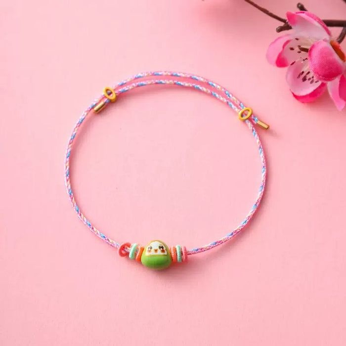 Wholesale Colorful Rope Pink Handmade Woven Bracelet Niche Exquisite  Children' s Cute Accessories