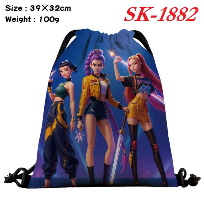 Wholesale Kpop drawstring storage bag with large capacity and full color design also functions as a shopping bag
