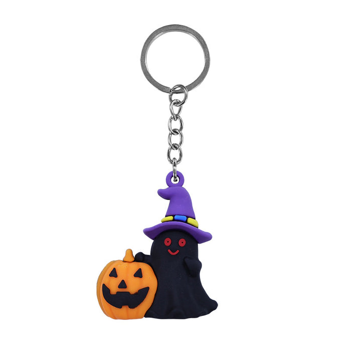 Wholesale  Pumpkin Ghost 3D PVC Keychain Doll DIY Party Bag Charm Keychain  MOQ:10