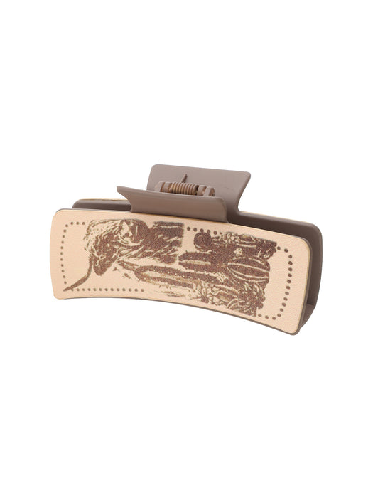 Wholesale western Denim wind cow head printing leather shark clip hair clip ladies catch clip