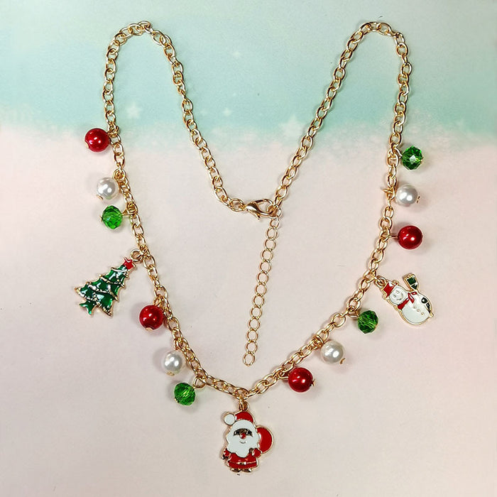 Wholesale Christmas Necklace Alloy Dripping Oil  Bell Snowflake Christmas Tree Necklace