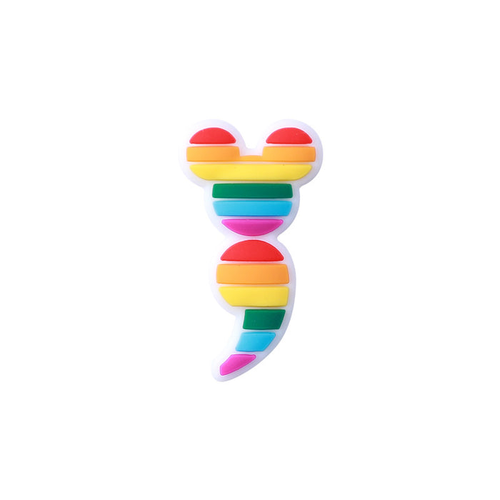 Wholesale 20pcs Rainbow Puzzle Heart Shape Silicone Beads JDC-BDS-HeXing009