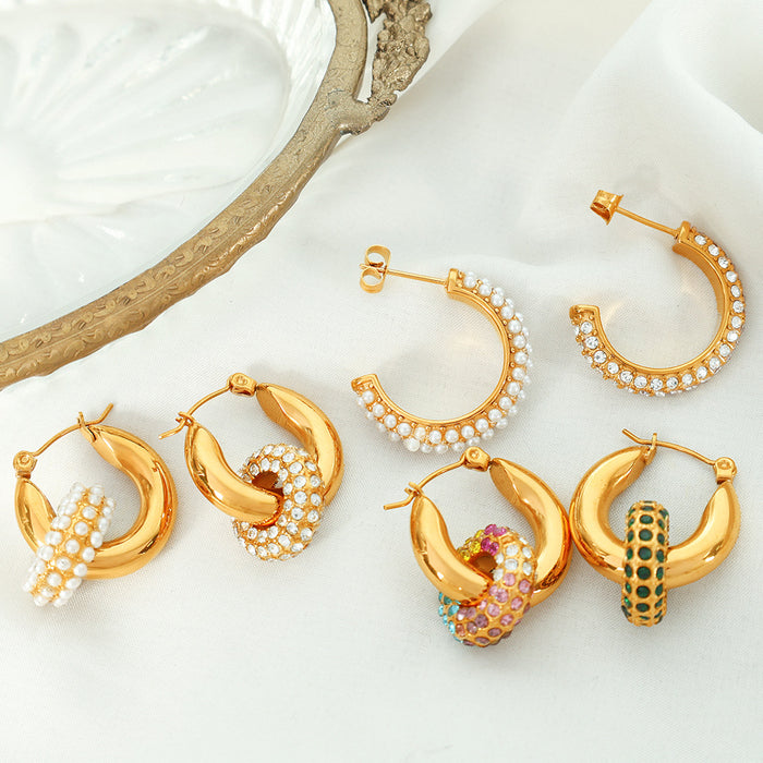 Wholesale diamond ring pendant titanium steel gold-plated Statemente Earrings