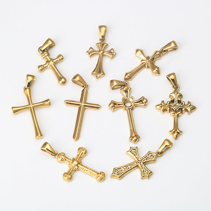 Wholesale Stainless steel cross pendant bracelet necklace accessories titanium steel DIY jewelry accessories