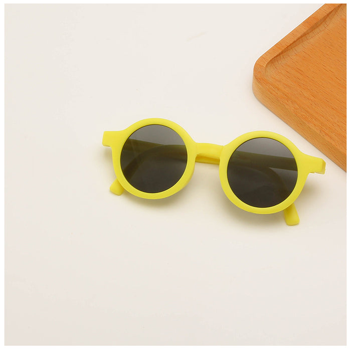 Wholesale Folding children's sunglasses, minimalist frosted glasses, round frame sun protection sunglasses