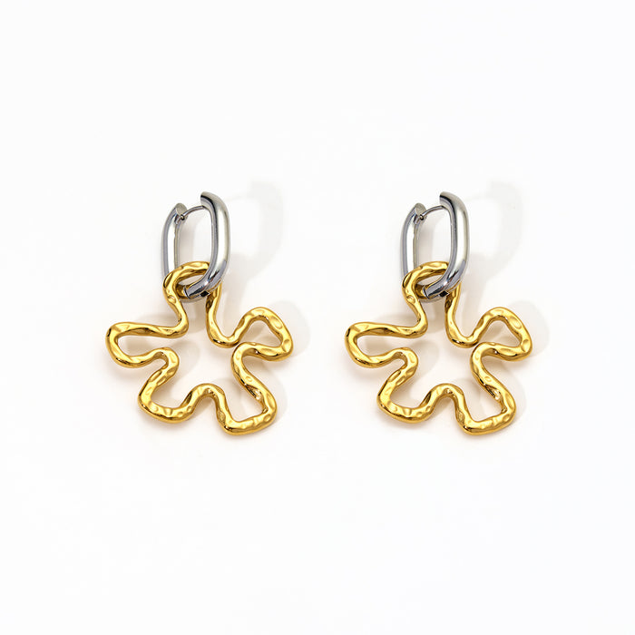 Wholesale Fashionable and personalized stainless steel gold and silver dual color earrings with high-end temperament, irregular earrings, color preservation wholesale