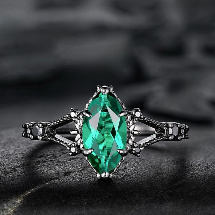 Wholesale Green zircon ring in black three-piece set
