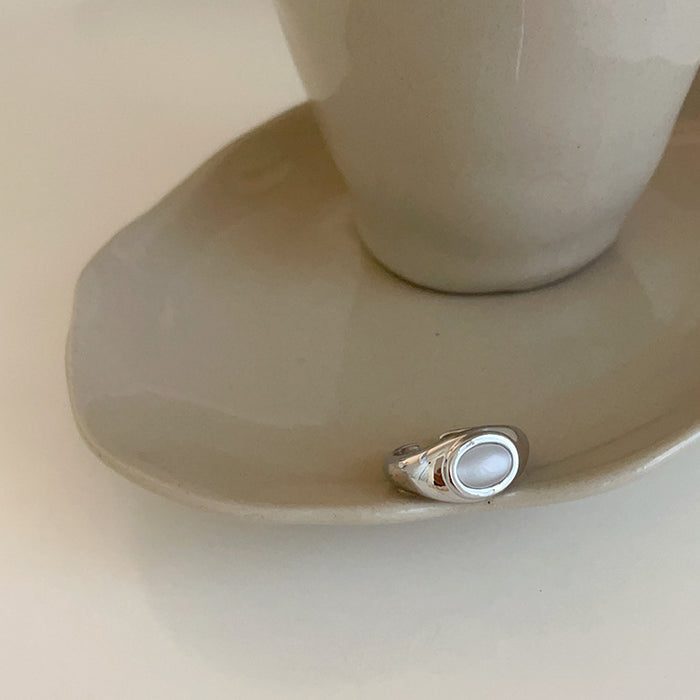 Wholesale Advanced Cat Eye Stone Metal Open Ring, niche retro personality, simple and versatile temperament ring