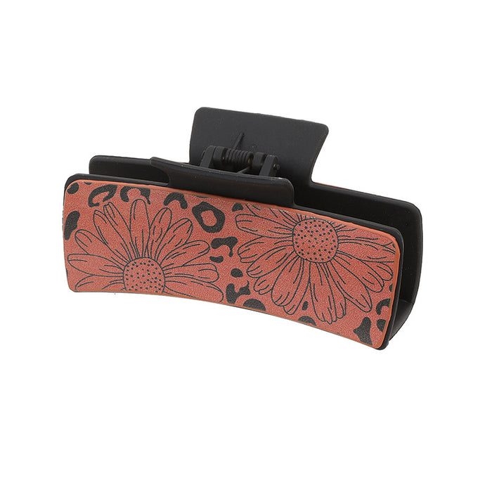 Wholesale Western Denim Sunflower Vintage Letter Shark Clip Grab Clip Hairpin