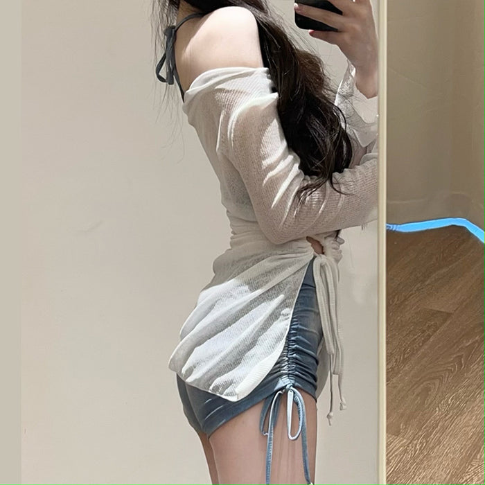 Wholesale Tie dye split bikini top sexy swimsuit three piece set