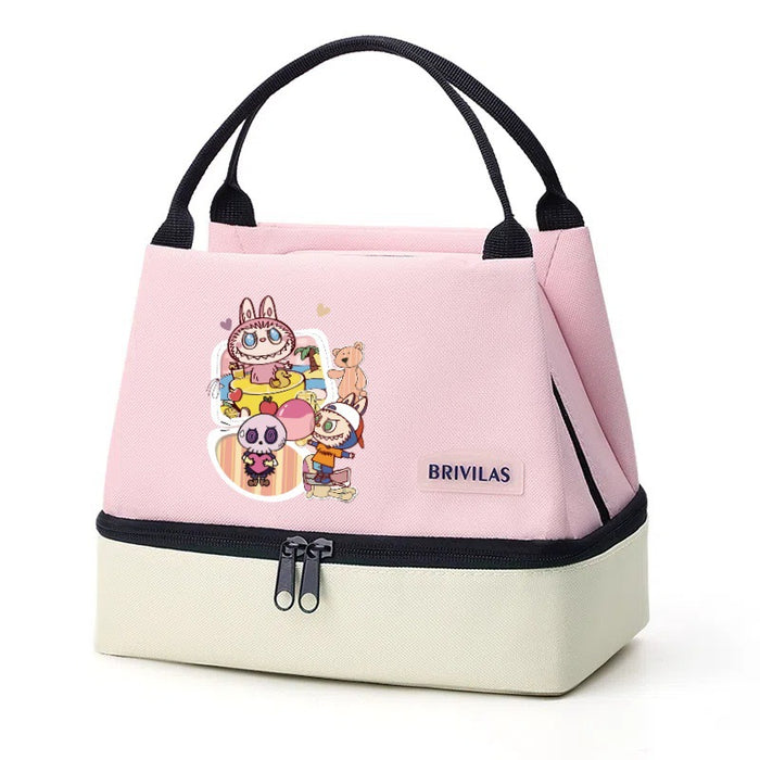 Wholesale  Contrasting Color Printed Double-Layer Insulated Bag Ice Bag Outing Lunch Bag