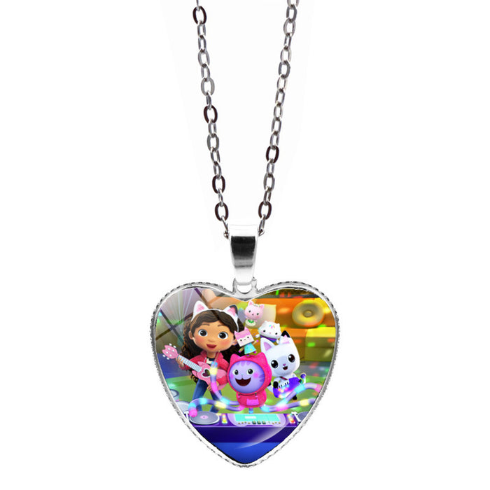 Wholesale Anime Gabby's Dollhouse Love Necklace Jewelry Girl Gift Cartoon Heart Pendant Sweater Chain JDC-NE-JY004