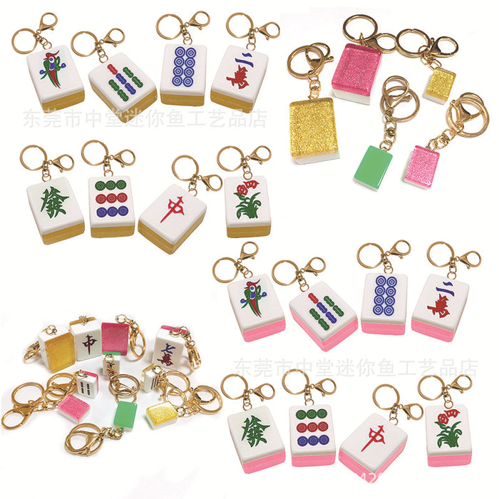 Wholesale Creative Mahjong Keychain Funny Small Accessories Simple Small Pendant Resin Accessories Pendant