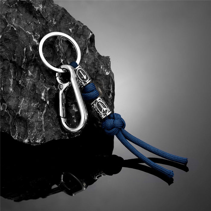 Wholesale Woven rope keychain, stainless steel keychain, bag hanging rope