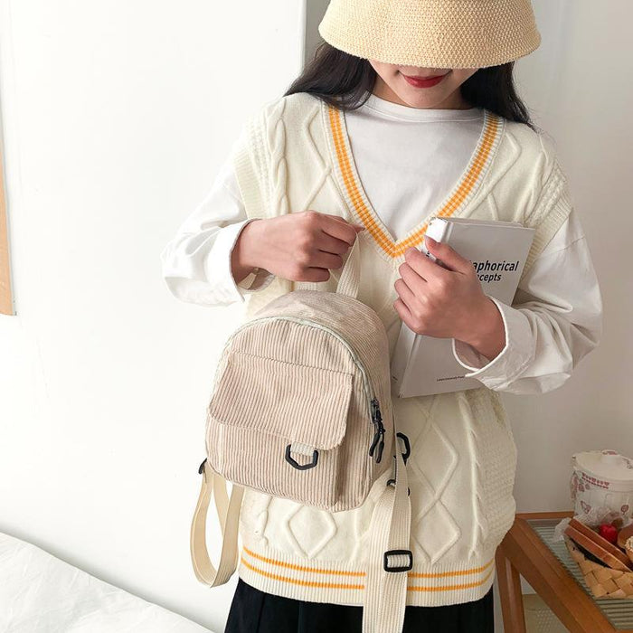 Wholesale Corduroy Solid Color Backpack JDC-BP-Feil001