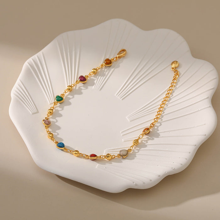 Wholesale European and American Geometric Love Design Multi color Drip Oil Bracelet Creative Summer New Product Handmade Copper