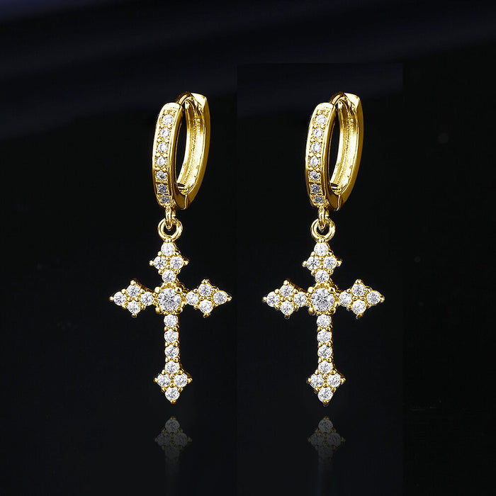 Wholesale cross zircon hoop earrings