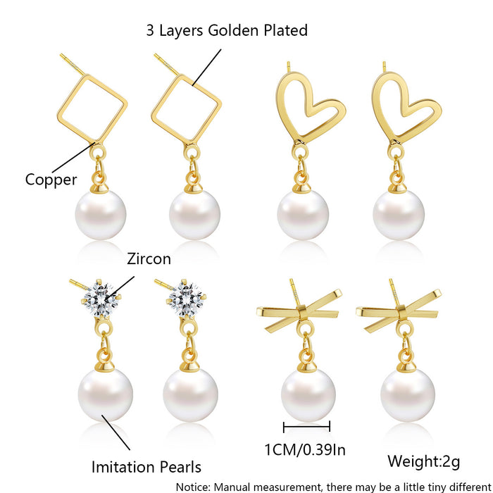 Wholesale Pearl Bow Diamond Copper Earrings JDC-ES-BaiTian001