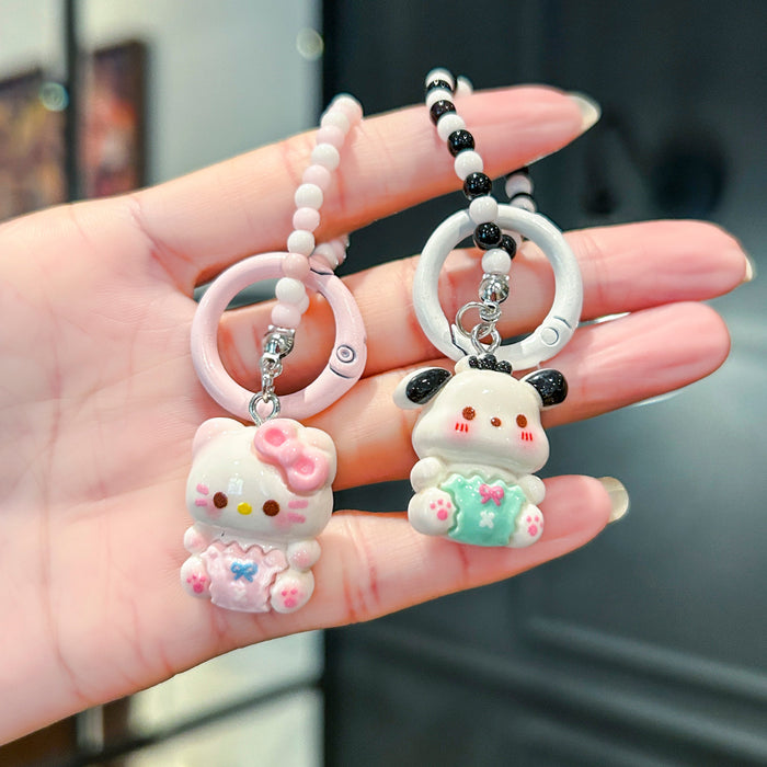 Wholesale Cartoon gift box handmade keychain pendant beaded bracelet backpack ornaments decorative gift