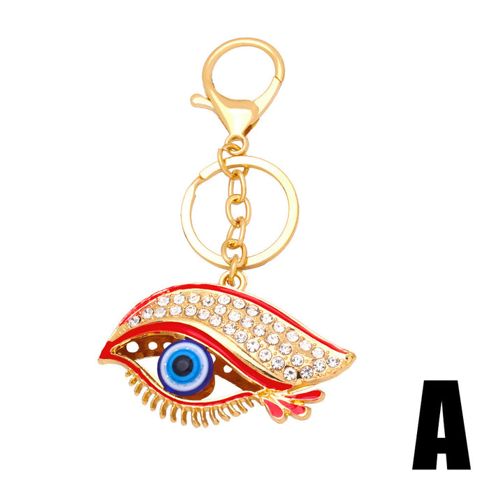 Wholesale Colorful Rhinestone Devil Eye Metal Keychain JDC-KC-AS005