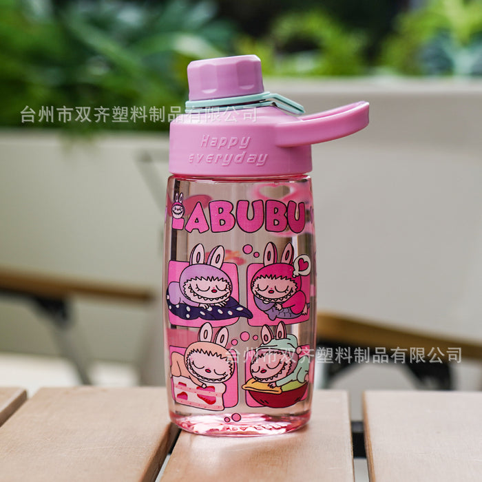 Wholesale Cartoon Pattern Transparent Plastic Cup Large-Capacity Water Cup,  Anti-Fall Cup,  Direct Drinking Rope,  Portable Cup