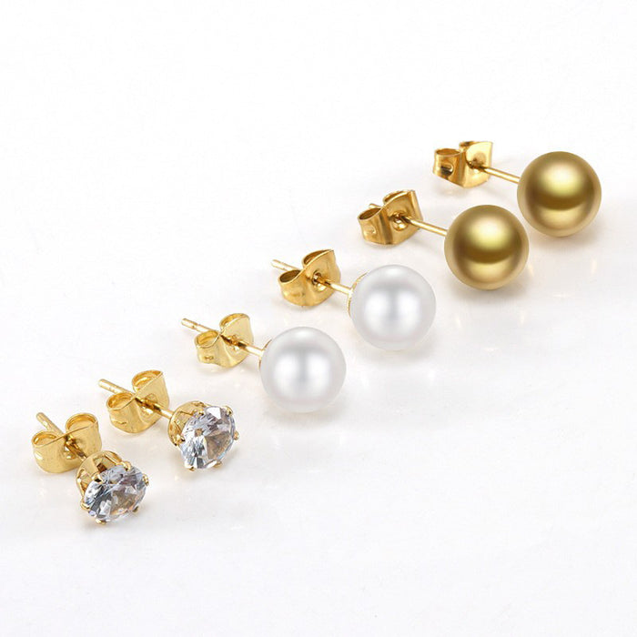 Wholesale Stainless steel pearl stud earrings for women