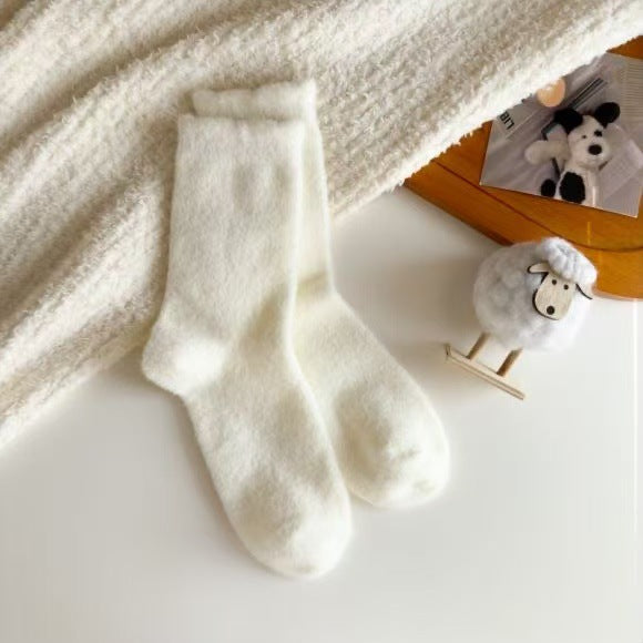 Wholesale Socks, mid tube socks, thick velvet, warm home floor socks, solid color sleep socks