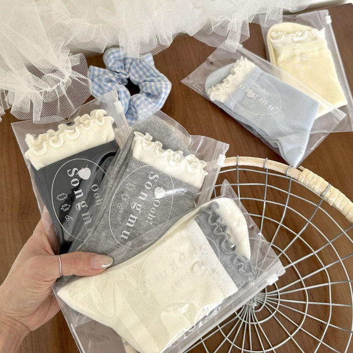 Wholesale Boneless socks, thin, versatile, mid tube, shell buckle, stacked socks, individually packaged