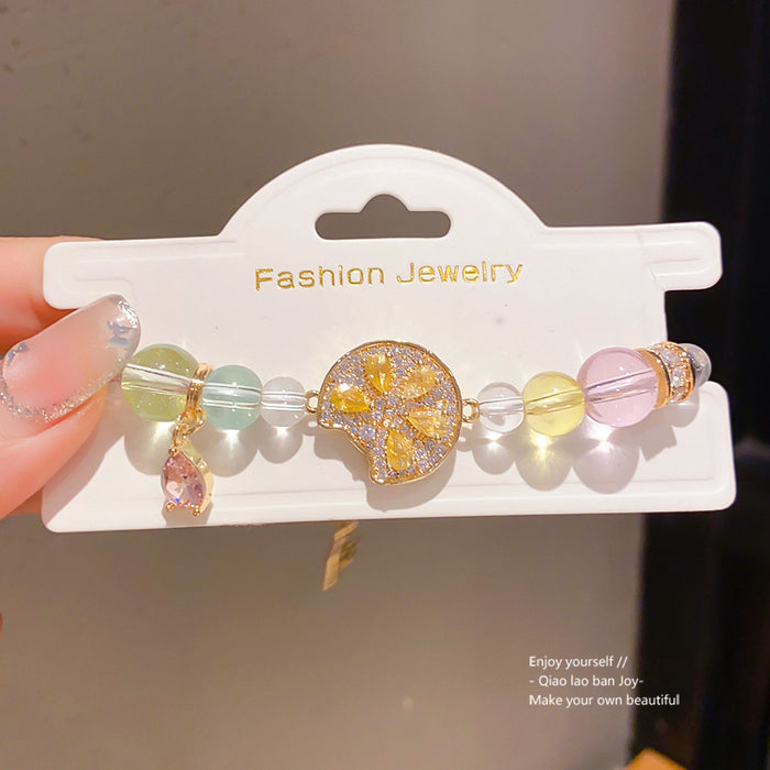 Wholesale Fashion Pearl Bracelet with Zircon Accents Adjustable Chain Stylish Jewelry Accessory
