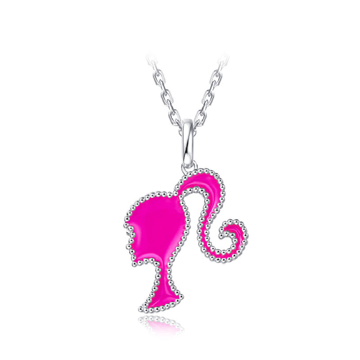 Wholesale Cartoon Cute Pink Full Diamond Dripping Glue Necklace JDC-NE-jinmiao004