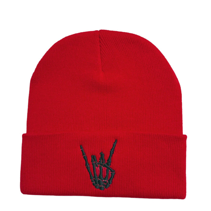 Wholesale  knitted hat skull finger embroidery knitted hat winter warm hat