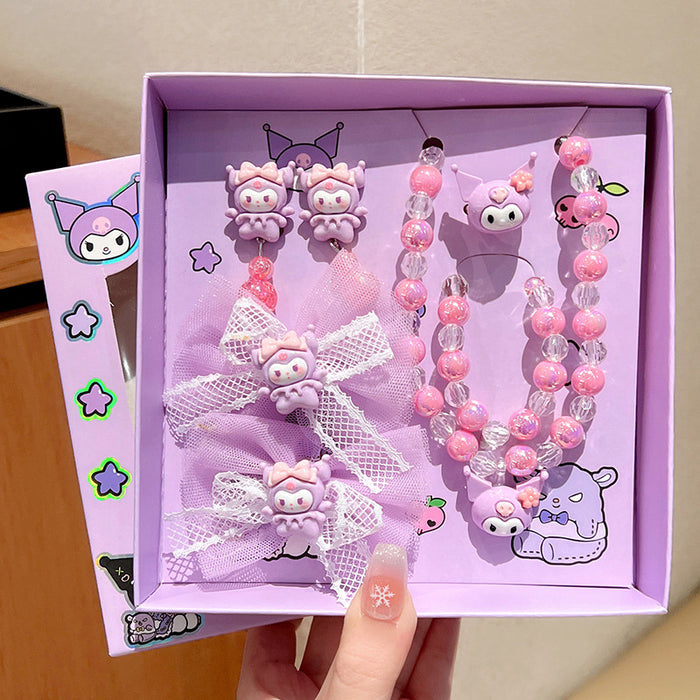 Wholesale Children's Sanrio Jewelry Gift Box Set Little Girl Necklace Ring Baby Hair Accessories Earrings Girls Hairpin Accessories JDC-NE-Zaix001