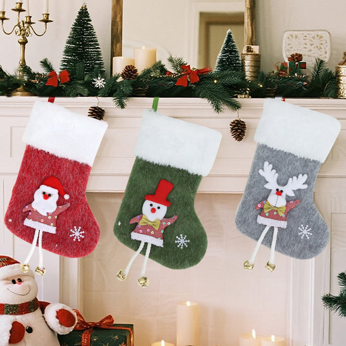 Wholesale Christmas socks Christmas candy socks cartoon with legs fireplace pendant Christmas decoration party layout ornaments