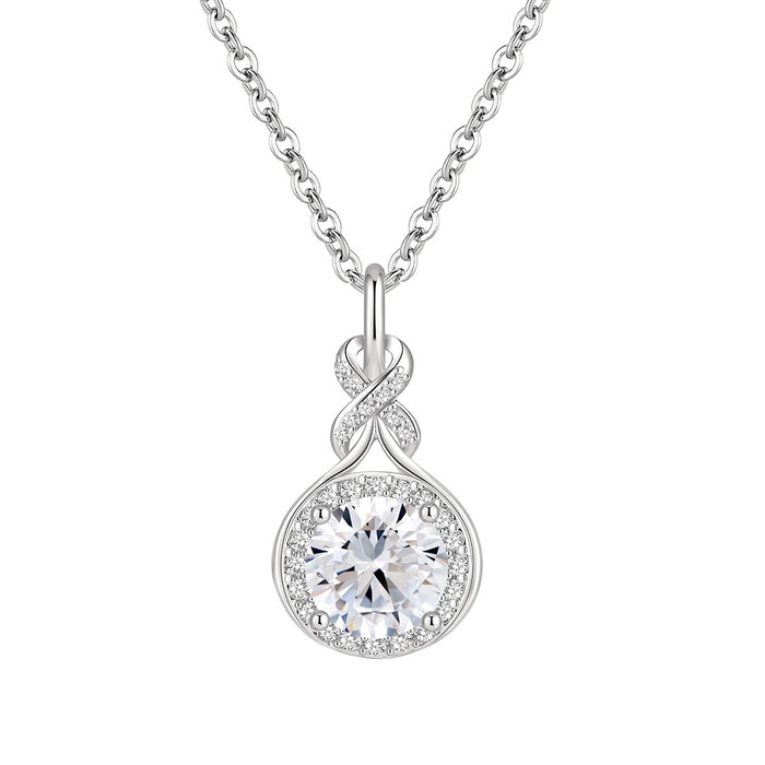 Wholesale Original Design: Light Luxury Waterdrop Set with Diamonds, Simple Circular Symmetrical Entangled Symbol Necklace
