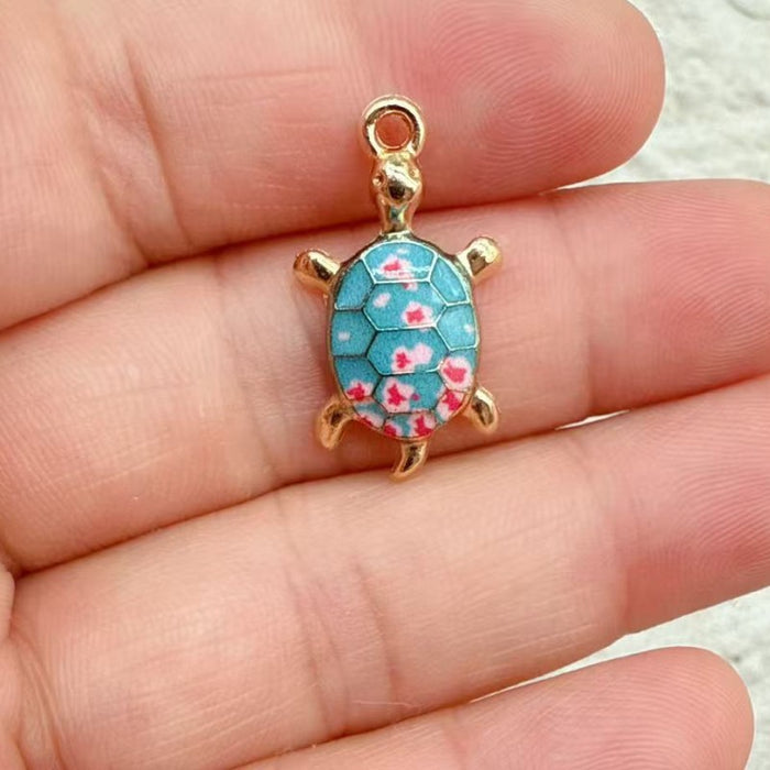 Wholesale 10pcs DIY Colorful Turtle Bracelet Pendant Alloy Oil Drip Accessories Hanging Earrings